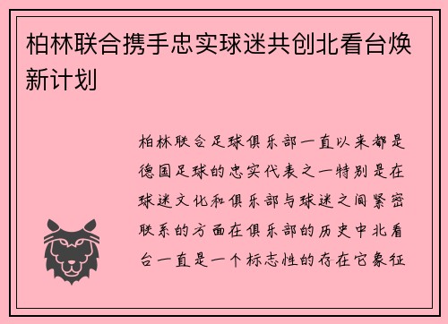 柏林联合携手忠实球迷共创北看台焕新计划